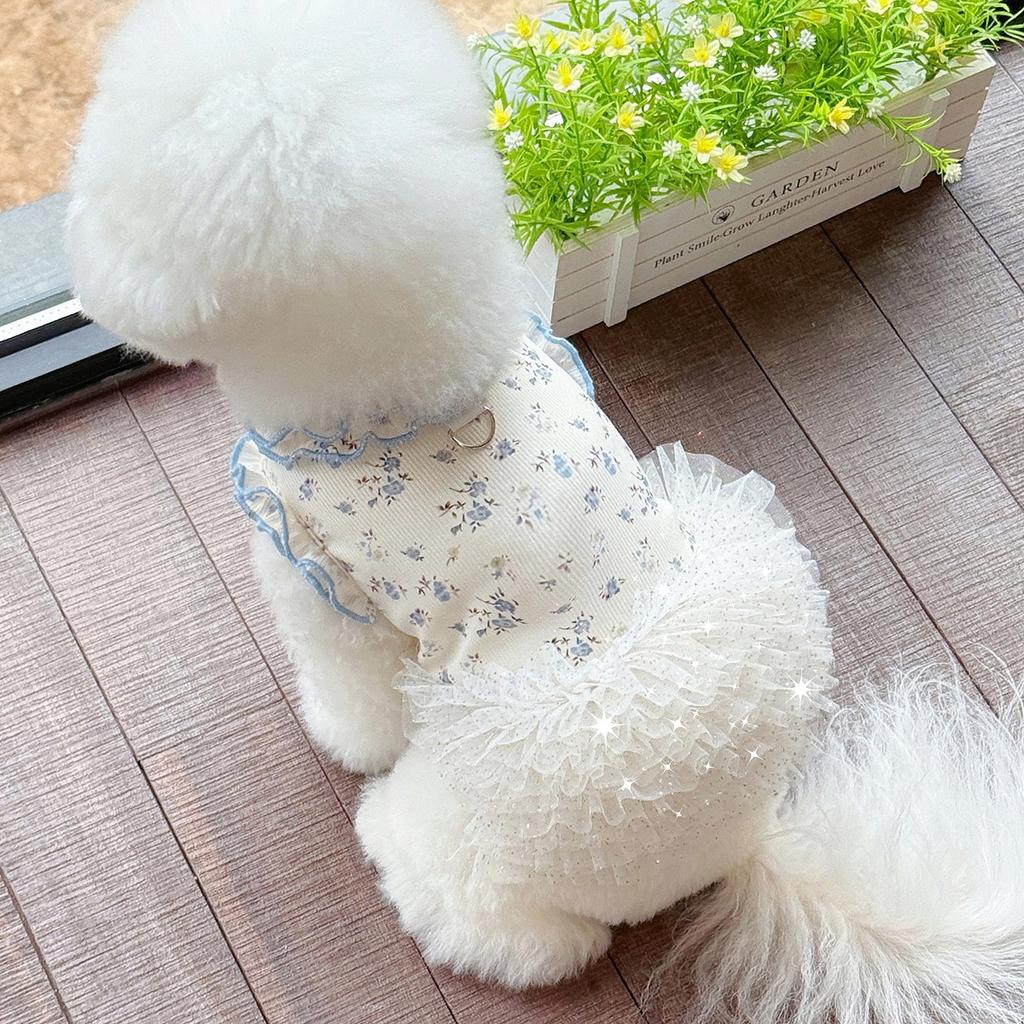 New Summer Cat and Dog Printed Home Wear Summer Skirts Teddy Bichon Frise Pet Clothes