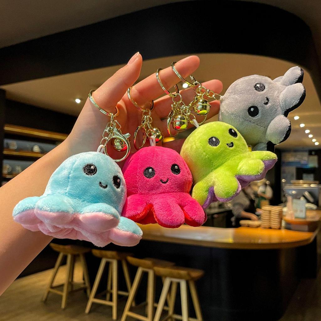 Octopus Cartoon Plush Keychain - Cute Backpack Ornament