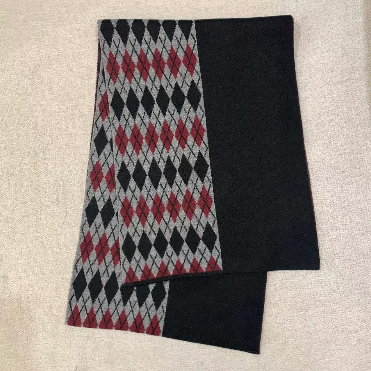 

Мужской ветрозащитный кашемировый шарф - Теплый, вязаный и универсальный для осени/зимы Above 175cm чёрный/серый