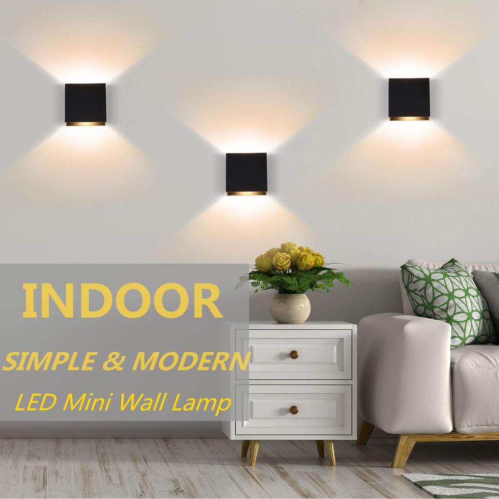 Lightess LED Wall Sconce Hardwired 10W, Set of 2 Modern Wall Lamp Black, Up Down Wall Mount Lights Mini Metal for Living Room Bedroom Hallway Decor,