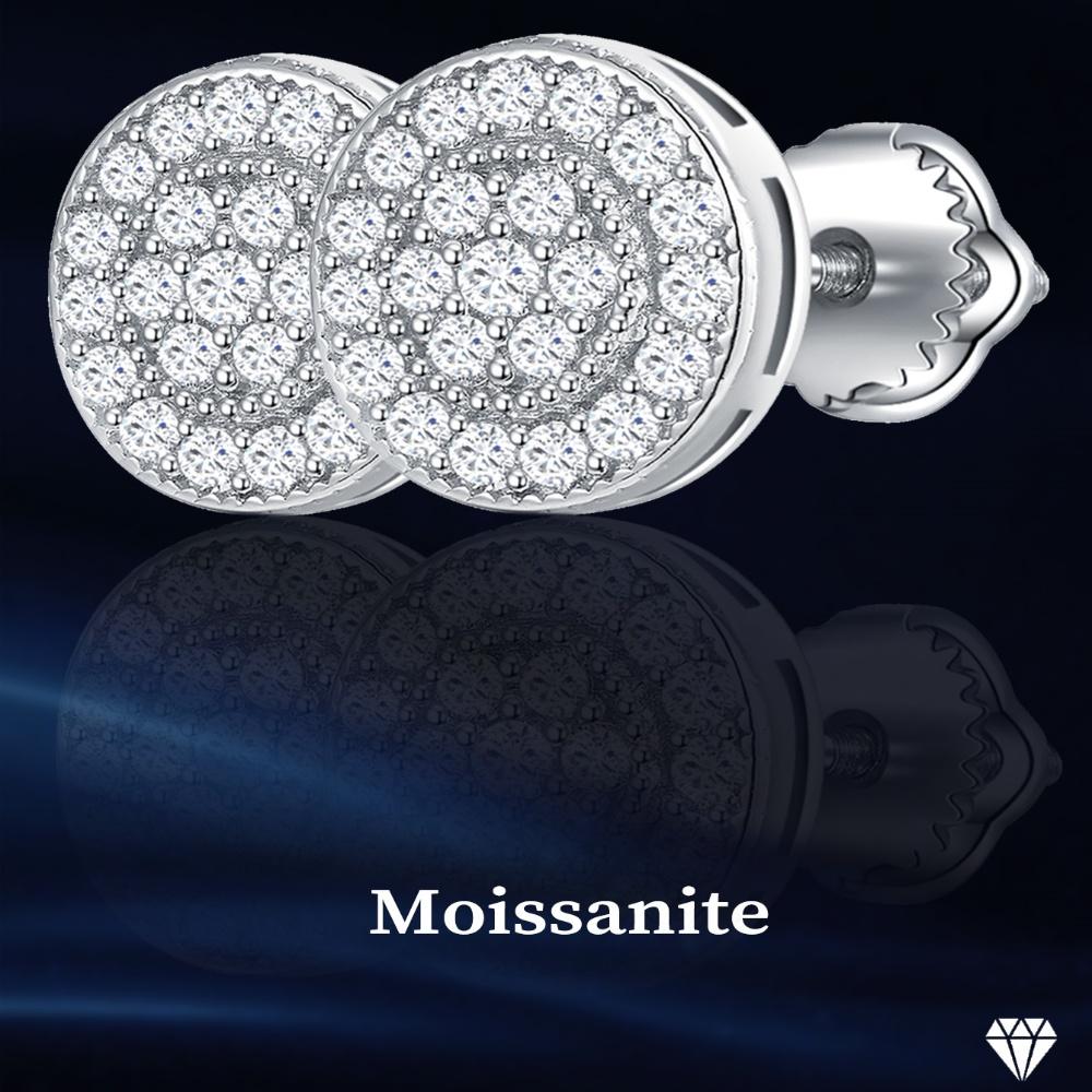 925 Silber Moissanit Hochzeitsohrringe für Bräute Runde 925 Sterling Silber Damen Moissanit Ohrstecker