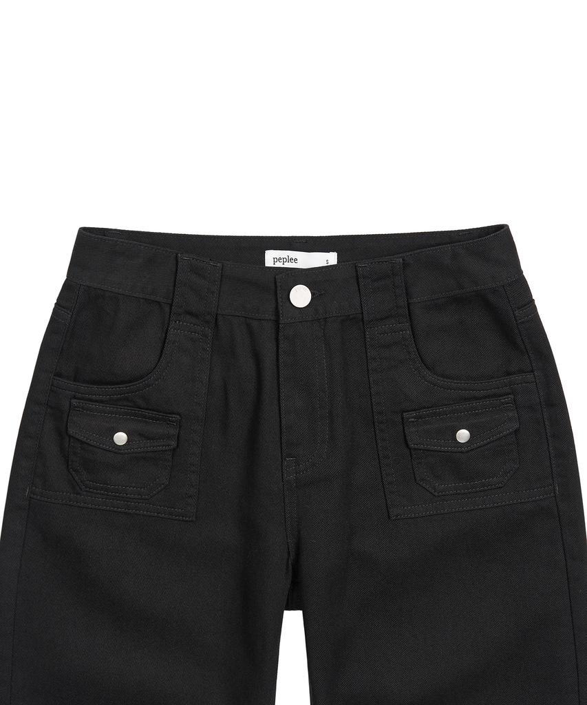 Pepeulli Mini Pocket Boots Cut Cotton Pants (Black)