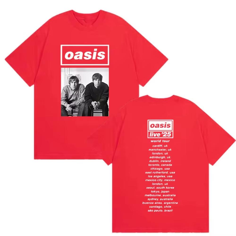 British Rock OOasis Live 25 Tour 2025 New T Shirt Mens Hip Hop Gothic Short Sleeve Tshirt Womens Punk Tide Clothing Tshirts