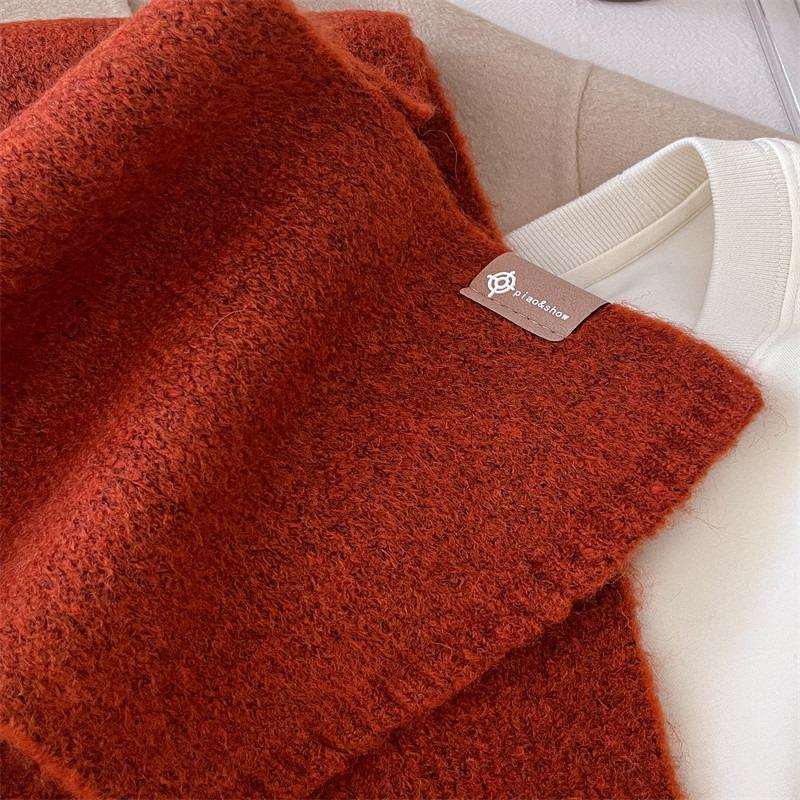 New solid color scarf women's winter thickened imitation cashmere shawl couple warm scarf versatile