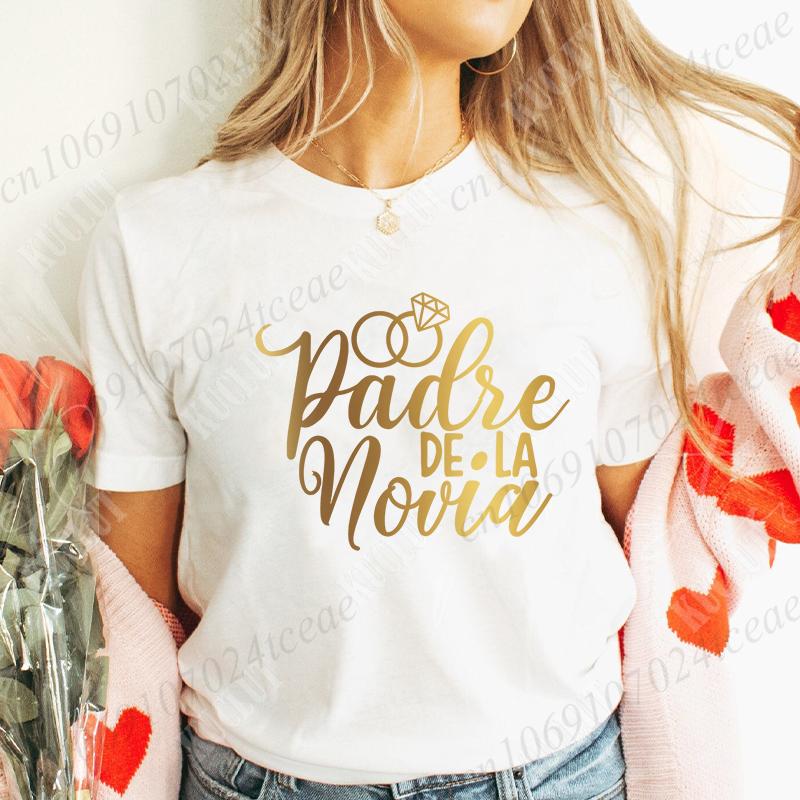 Spanish Printing Father Mother of The Bride T-shirt Team Bride Maid T-shirt Bridal Shower Wedding Bachelorette Party Y2k Tops