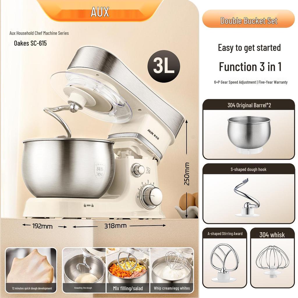 KJ&SH Multifunctional Dough Mixer & Egg Beater - Automatic Household Baking & Fresh Milk Machine