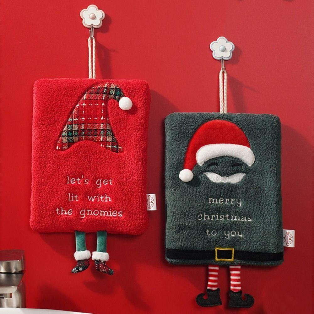Coral Velvet Christmas Hand Towel Cartoon Children's Handkerchief Bathroom Kitchen Cleaning