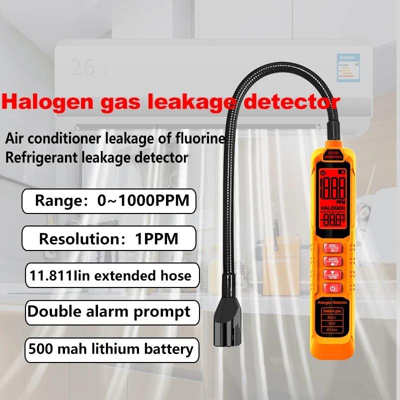 Detector Portátil de Fugas de Freón de Alta Sensibilidad Detector de Fugas de Halógeno R22 R410A R134A R1234YF Gas Refrigerante HVAC Probador de Aire Acondicionado Pantalla LCD