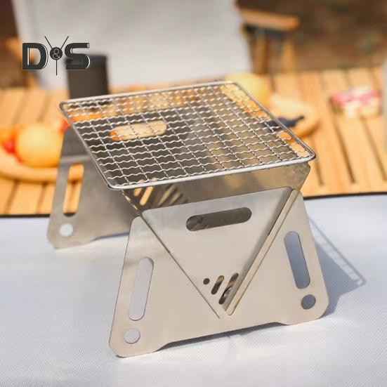 Portable Charcoal Grill Stainless Steel BBQ Stove for Outdoor Camping Picnic Hiking Folding Air Ventilation Design Grill Lightweight Barbecue Grill