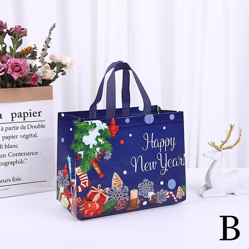 New 20-1PC Christmas Gift Bags Santa Elk Snowflake Tote Bag Gift Bags Thickened Non-woven Waterproof Bag Christmas Decoration