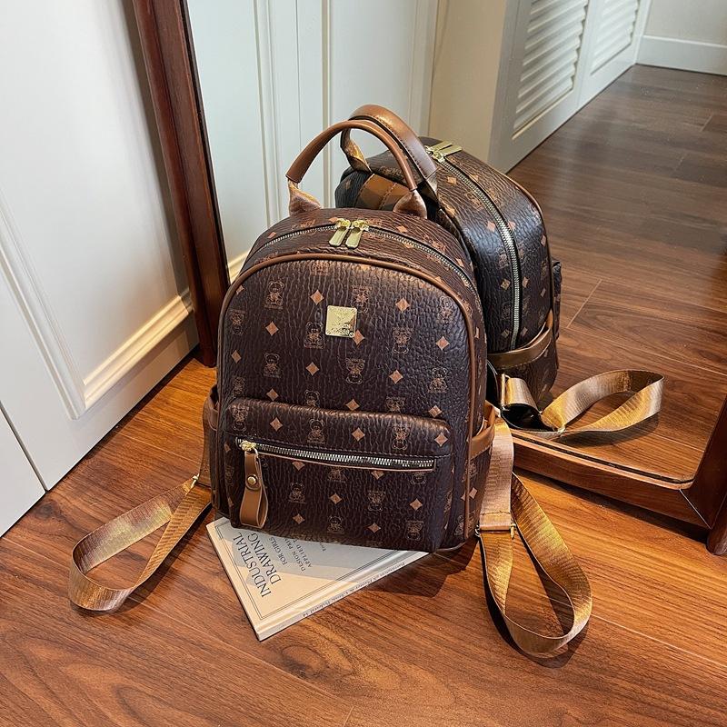 2025 New Large-capacity Backpack Female Cartoon Cute Bear Lady Backpack Korean Version Foreign-style Printed Backpack Tide