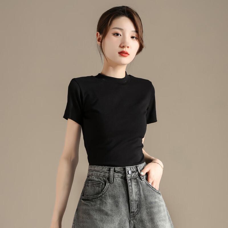 RAIN.CUN Women s Slim-Fit Round Neck Short Sleeve T-Shirt S