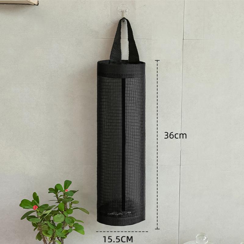 1pc Sundries Bag Storage Wall Mount Mesh Plastic Bags Dispenser Hanging Reused Storage Pouch Trash Bags Kitchen Garbage Org 930₽