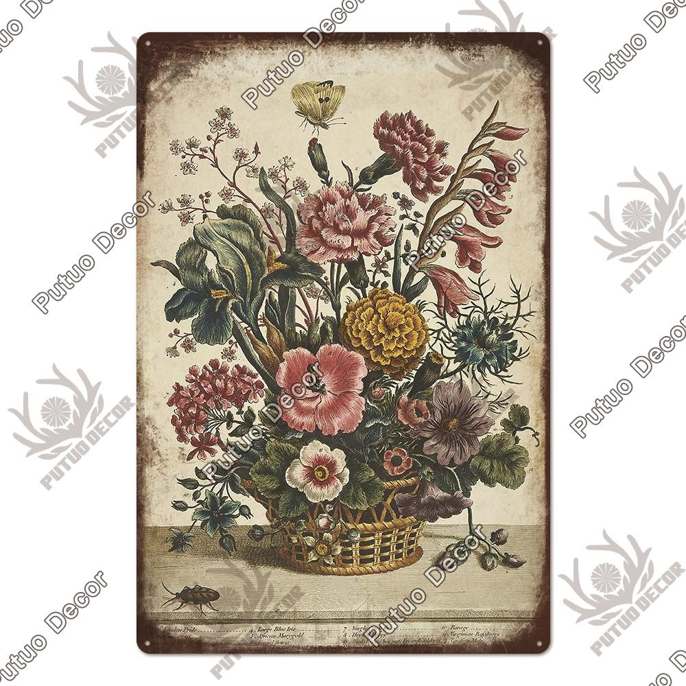 Putuo Decor Garden Vintage Tin Sign Plaques Metal Retro Posters Wall Art Decoration for Backyard Room Rustic Home Farmhouse Gift