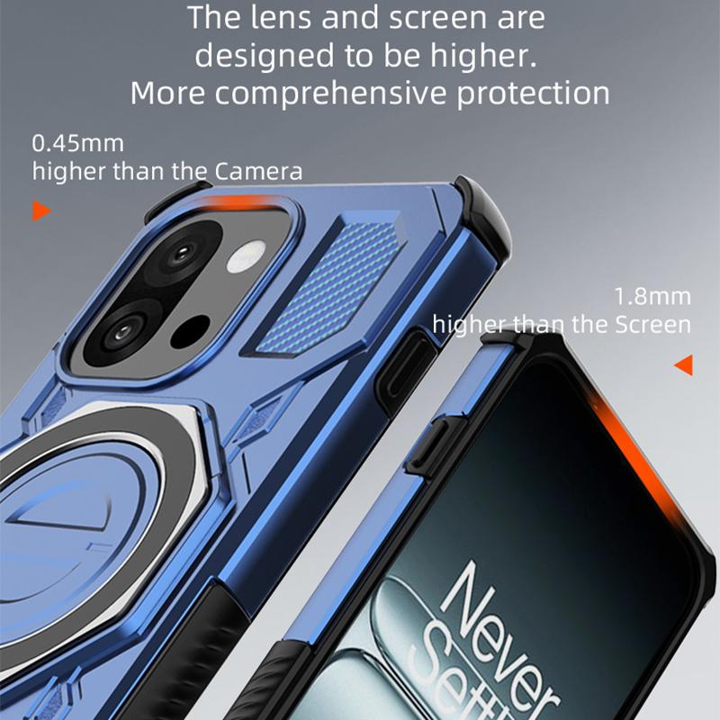 KEYSION Shockproof Magnetic Case for OnePlus 13S 5G Silicone+PC Upright Live Metal Ring Stand Phone Back Cover for OnePlus 1+13T