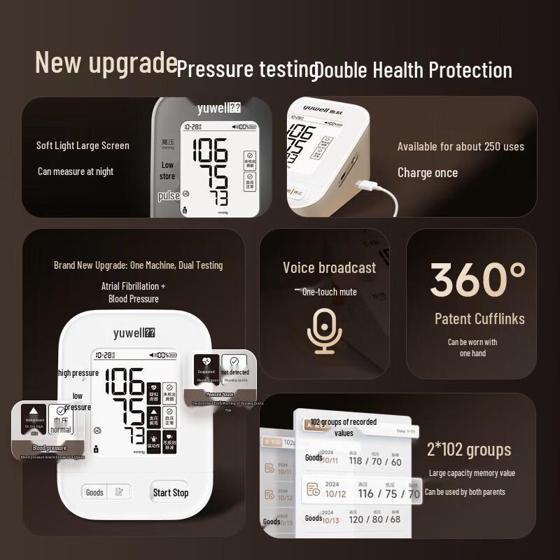 YUWELL S67XR Atrial Fibrillation Electronic Blood Pressure Monitor