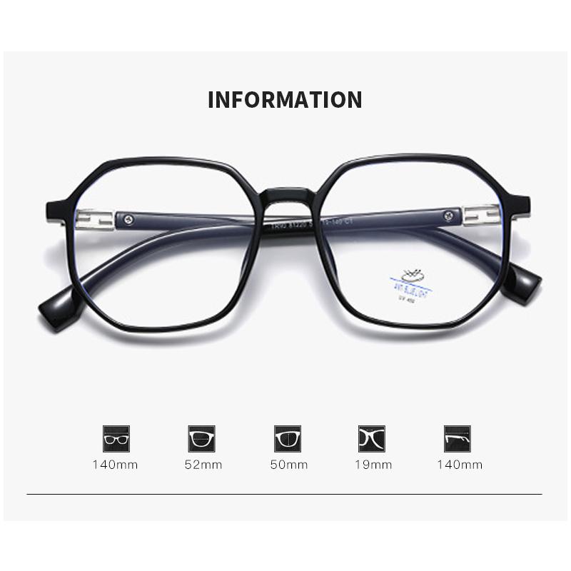 Anti-blue Light Glasses New Tr90 Glasses Frame Polygonal Large Frame Flat Light Mirror Myopia Glasses Frame TR81220