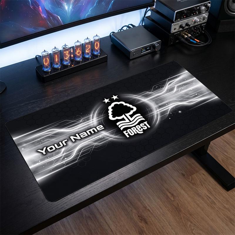 Nottingham Forest Custom Large Mouse Pad, Personalized Name Text Print, Football Logo Non‑Slip Desk Mat Gaming Gift