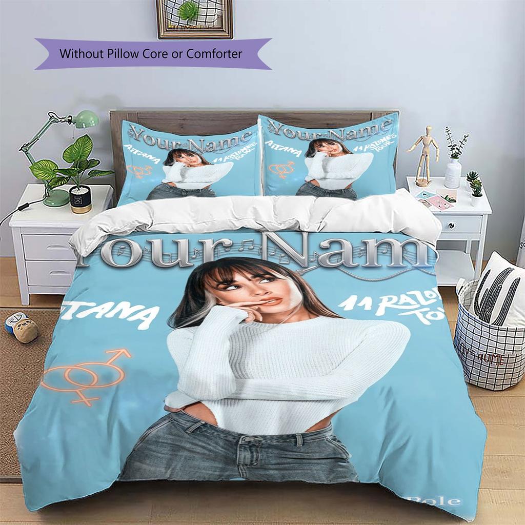 Aitana Custom Name Pattern Bedding,Quilt Set Quilt Cover Pillowcase Home Birthday Gift(1 * duvet cover + 2 * pillowcase, without core)