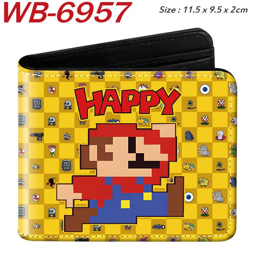 Super Mario Cartoon Full-Color Print Bi-Fold Wallet Anime Student Unisex Short Purse
