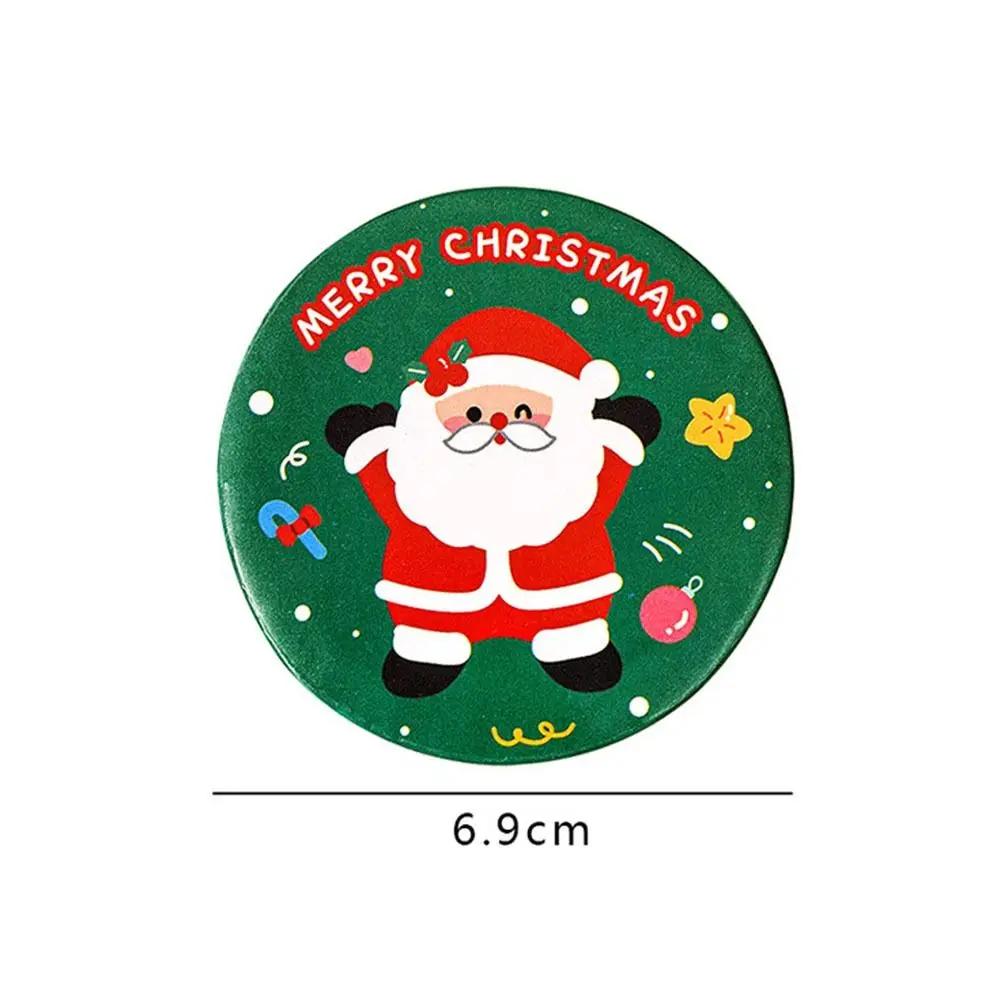Gift Glass Cartoon Christmas Mirror Easy To Carry Pocket Make-up Mirror Handheld Small Round Mirror Vanity Mirror