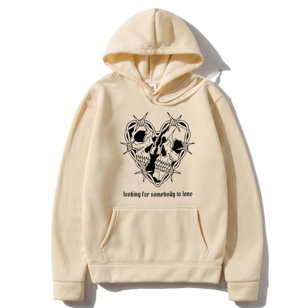 The 1975 Looking Somebody To Love Print Hoodie Skeleton Grap Hoodie Tracksuit Men Fashion Autumn Winter Fleece Loose Sweatshirt