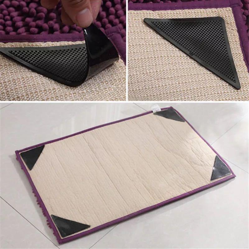 4/8 Bucăți Autocolante Triunghiulare pentru Fixarea Covoarelor Autocolante Antiderapante Potrivite pentru Pardoseală din Gresie Autocolante pentru Covor