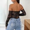 Jarní a podzimní dámská kombinéza na jedno rameno s mašlí Krajka se sestřihem Clashing body