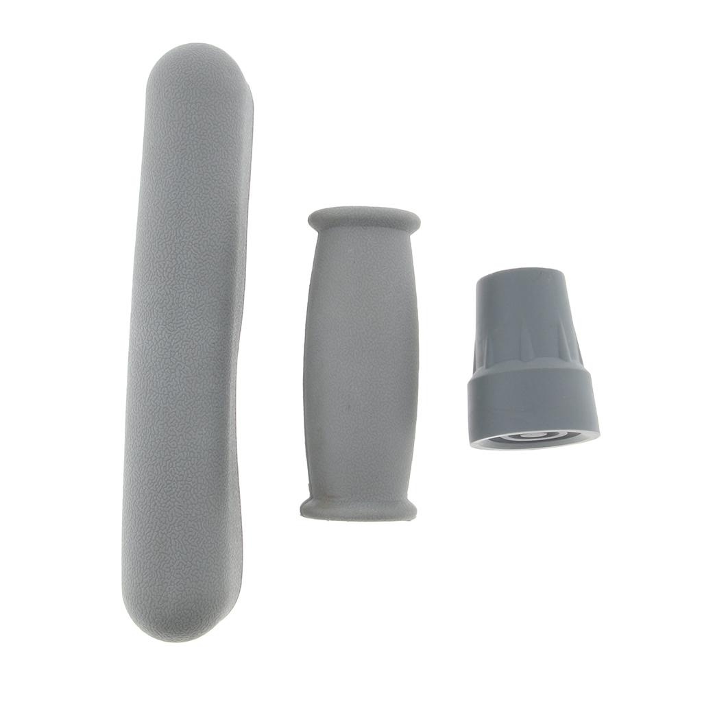 Crutch Accessories Kit - Including Pad, Handle Grip Covers, Tip Cover – Gray