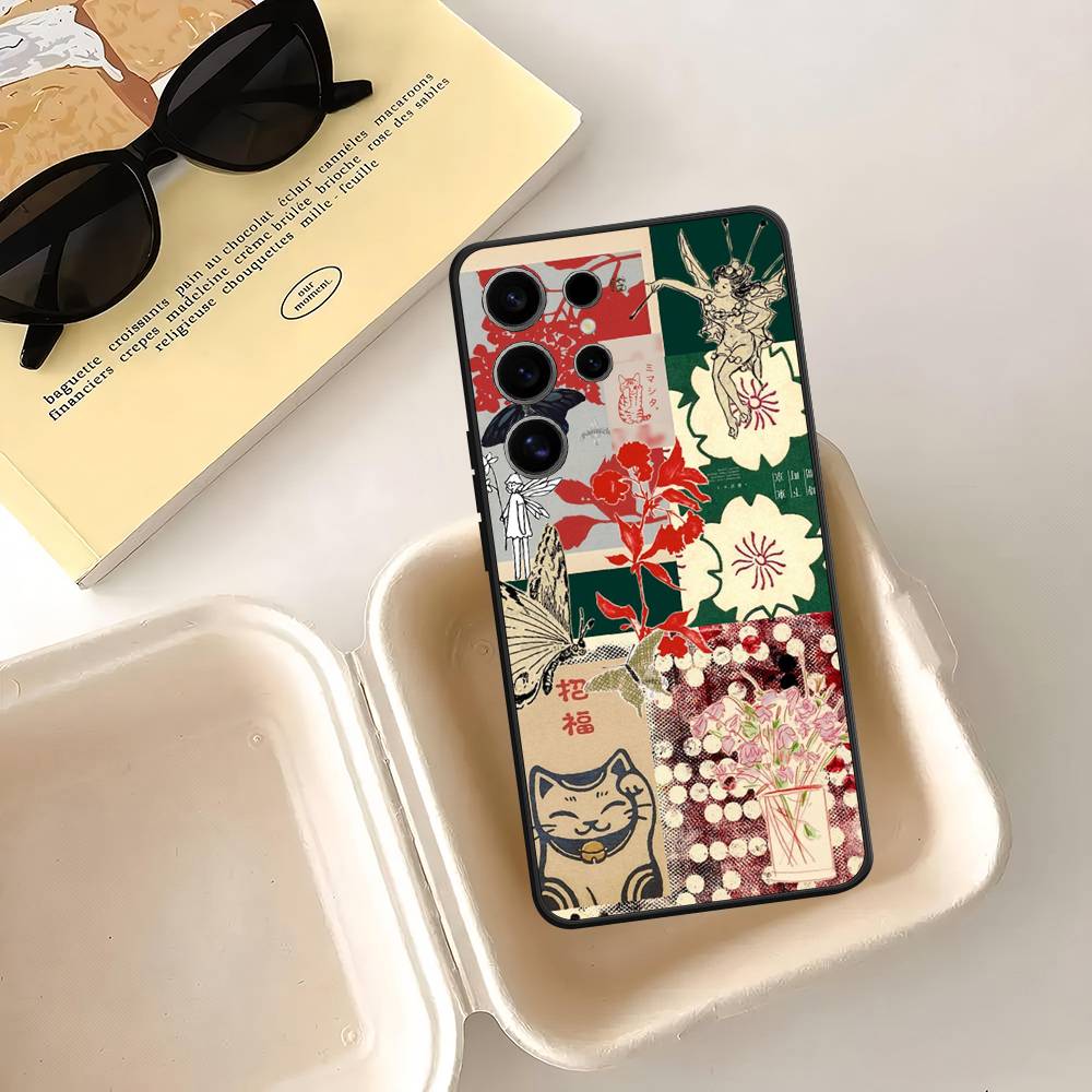 China Chic Mosaic Graffiti Green Rattan Case For Samsung Galaxy Case S25 S23 S22 S21 S30 S20 S10 Ultra Plus FE TPU Soft Cover