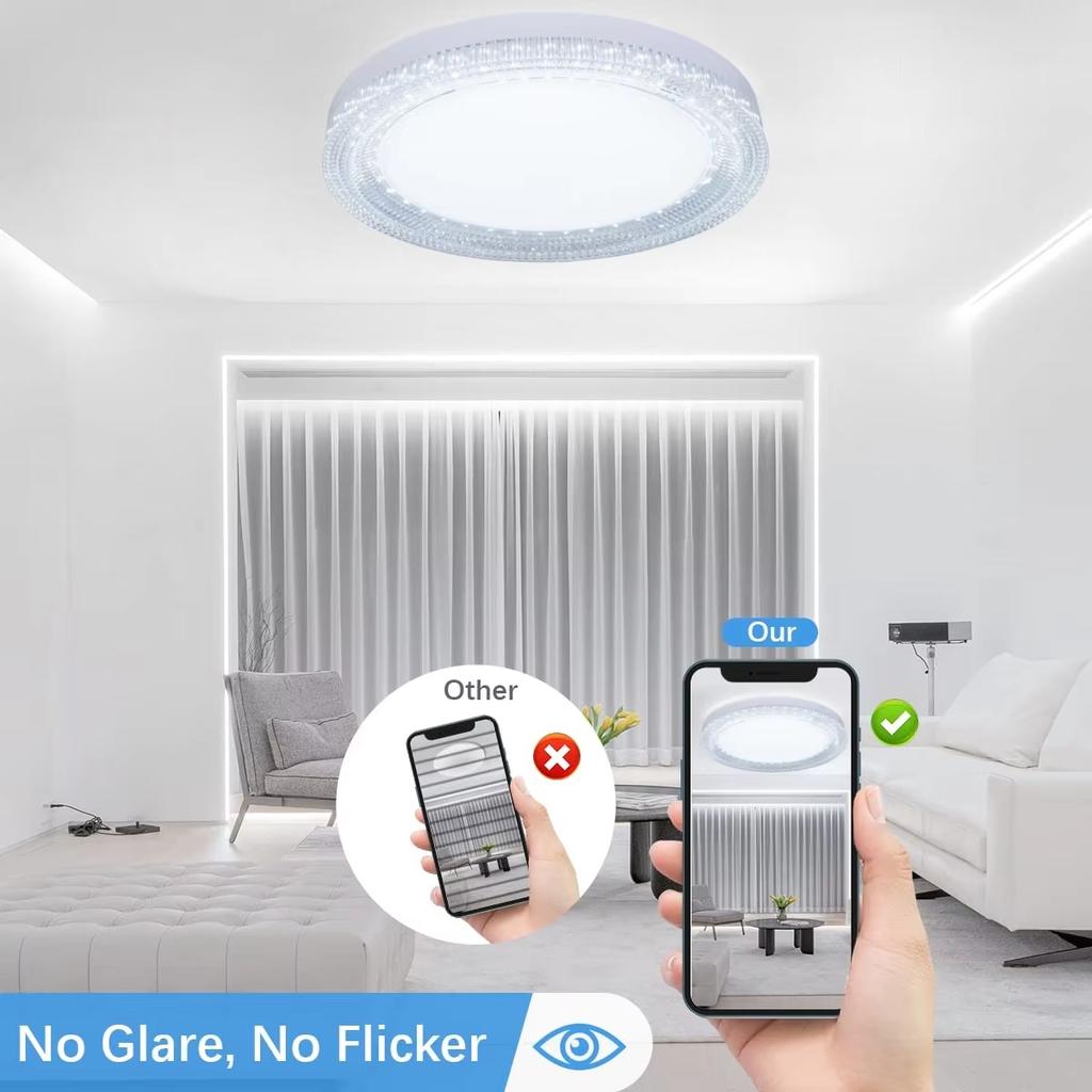Modern LED Ceiling Light Round Crystal Home Light 18WAC85-265V Indoor Lighting 24W 36W 48W Living Room Bedroom Light