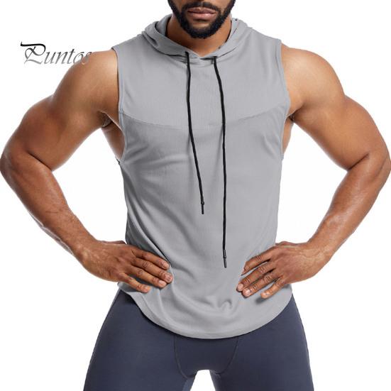 

Мужской жилет с капюшоном, сетчатая ткань, майка, однотонный повседневный жилет для демонстрации мышц, для занятий спортом на открытом воздухе и для спортзала M светло-серый
