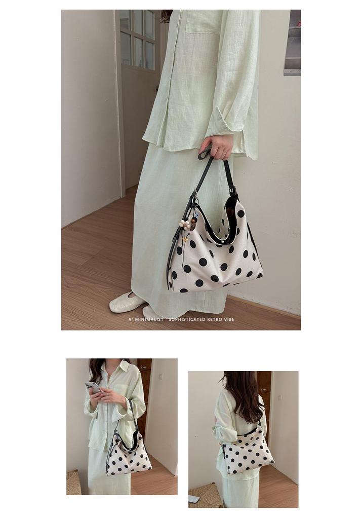 Lässige Polka Dot Damen-Crossbody-Tasche mit großer Kapazität, leicht - Vielseitige Umhängetasche für den Weg zur Arbeit 2026