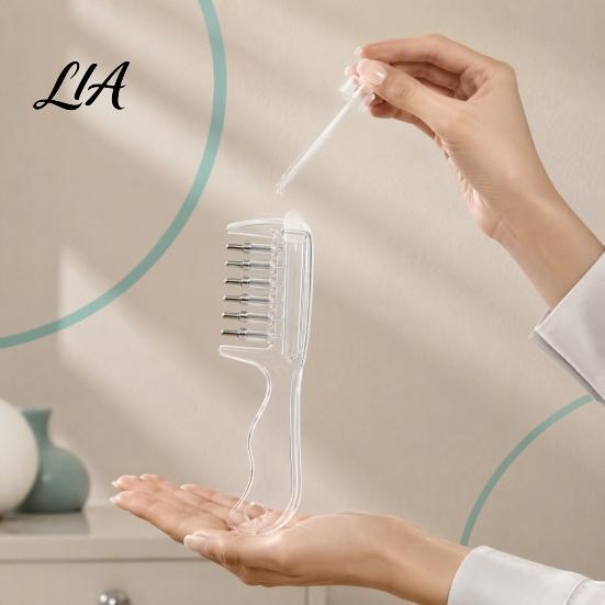 Portable Hair Essence Comb Refillable Oil Applicator Comb, Scalp Massaging Minoxidil Precision Treatment Brush Leak Proof Dispenser for Growth Massage