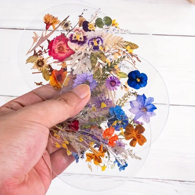 1/4pc 2D Flat Acrylic Coaster Colorful Printed for Wedding Birthday Mother's Day Gift Table Decor Wildflower Pattern Vase Holder