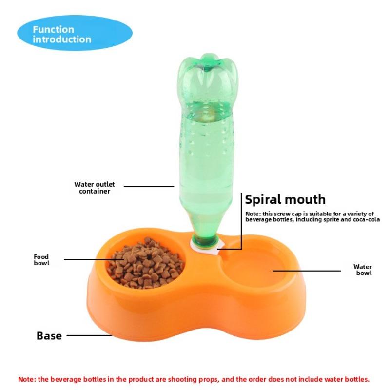 Pet Water Dispenser, Double Bowl, Dual-purpose Water Bottle, Pet and Dog Food Utensils, Plate, Anti-drop Dog Food Bowl, Cat and Dog Bowl