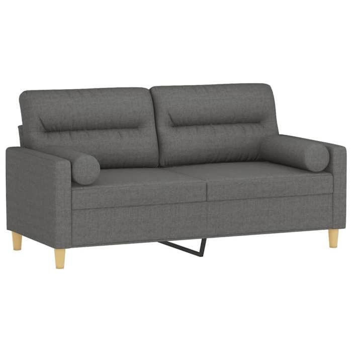 VidaXL Canapé 2 places avec oreillers gris foncé 140 cm tissu, canapé, causeuse, canapé de salon, canapés, canapé rembourré, 3200822