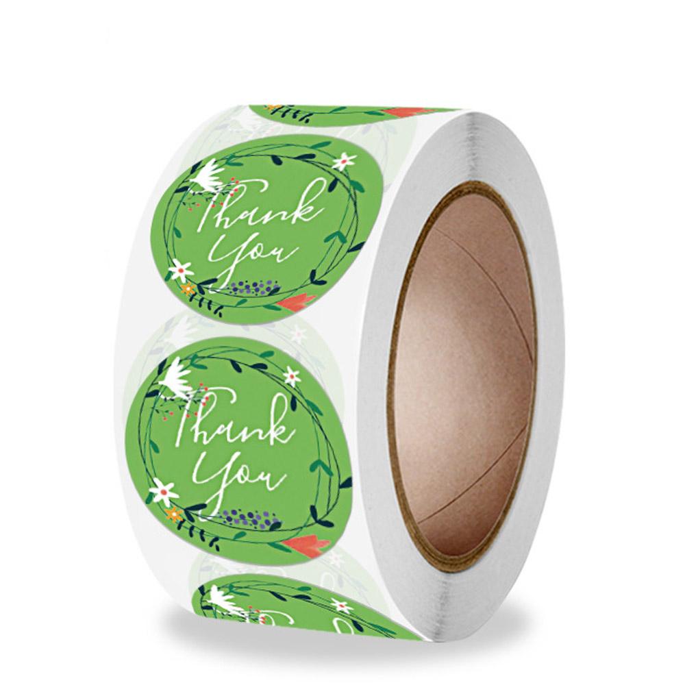 100-500Pcs Green Leaf Flower Thank You Sticker Labels for Small Business Gift Bag Card Package Festival Wedding Birthday 1Inch