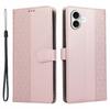 For iPhone 17 Case Splicing Imprinted Rhombus Leather Phone Cover with Wrist Strap