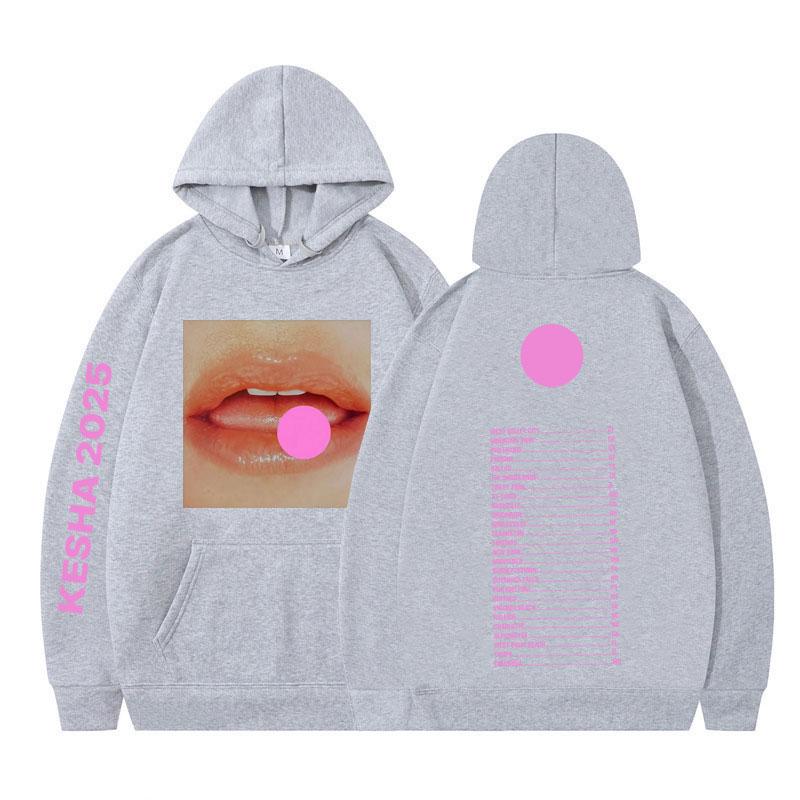 Tits Out Tour T-Shirt Kesha Sängerin Print Hoodie Herren Damen Ästhetischer Pullover Lässig Langärmlig Locker Lässig Übergroße Sportbekleidung