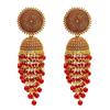 Women's Traditonal Indian Antique Gold Plated Black Meenakari, Pearls Jhumka Earrings