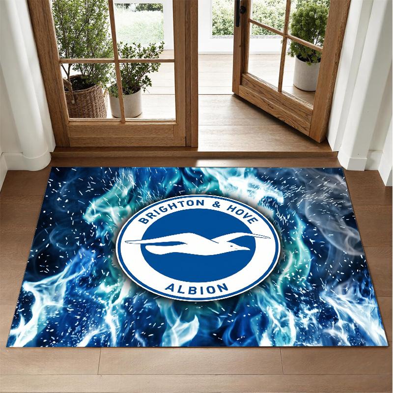 Brighton & Hove Albion Football Design Crystal Velvet Rug Soft Decorative Mat for Bedroom Entrance