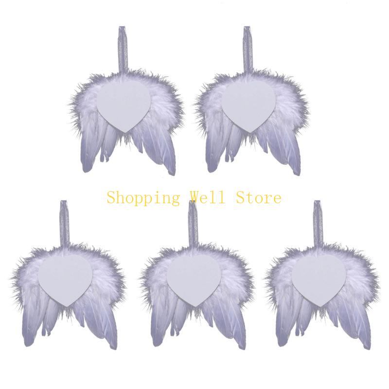 KX4B Customization Simple Pendant WhiteAngel Wings Ornament for Christmas Presents