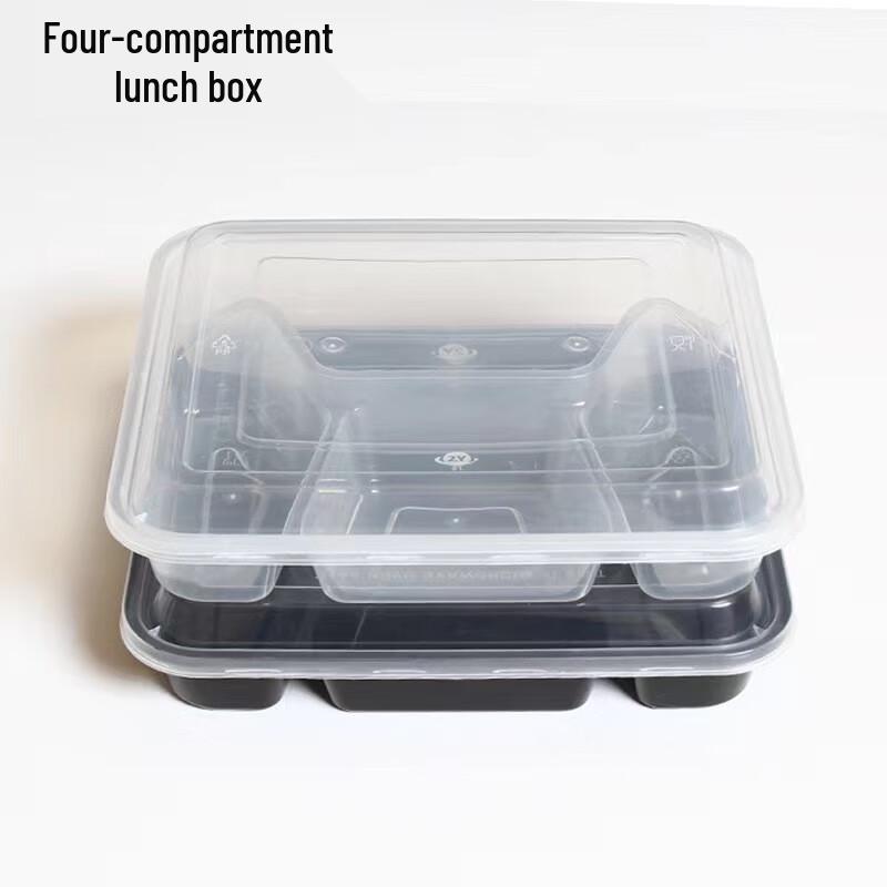 Einweg-Kunststoff-Lunchboxen mit 4 Fächern und Deckel