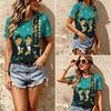 Vintage Ethnic Floral Print Tee Crew Neck Distressed Boho Casual Short Sleeve Pullover T Shirt Top