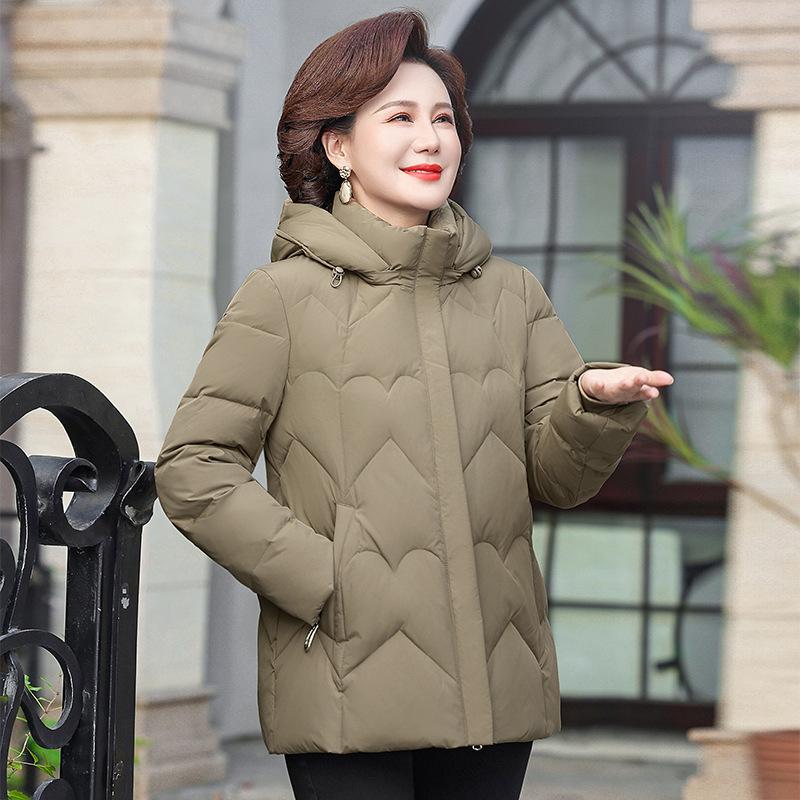 Middle-aged and elderly down jackets for women's new winter models, small people, thickened foreign-style white duck down mother jackets