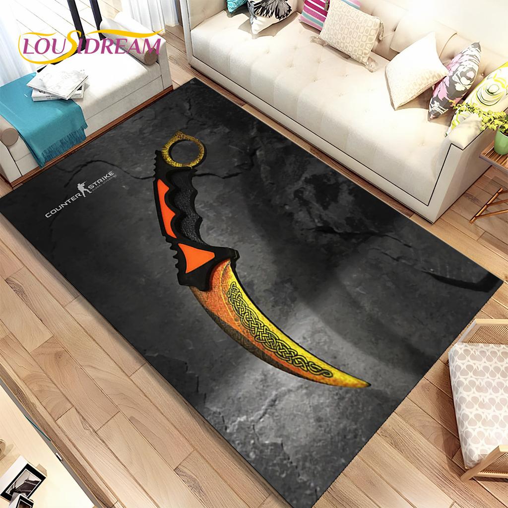 CS,knife,Swiss Knife Sword Games Area Rug,Carpet Rug for Home Living Room Children Bedroom Sofa Doormat Decor,Non-slip Floor Mat