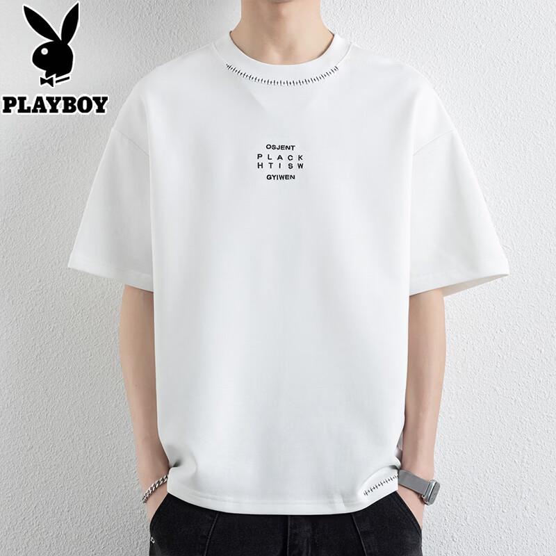 PLAYBOY Men s 2026 Summer Loose Letter Print Short Sleeve T-Shirt 3XL