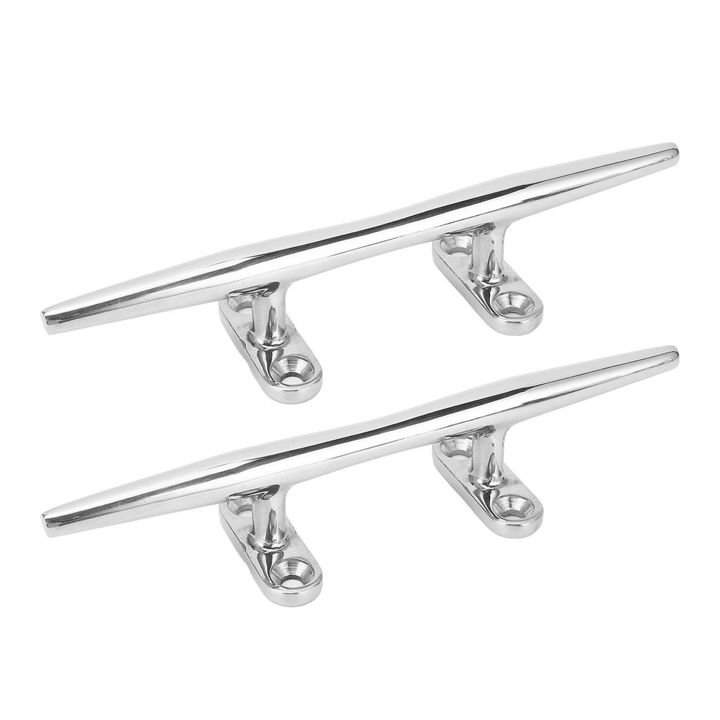 2pcs Open Base Boat Cleat 316 Stainless Steel Polished 8in Dock Cleats Tie Down for Yacht Cargo Ship Speedboat