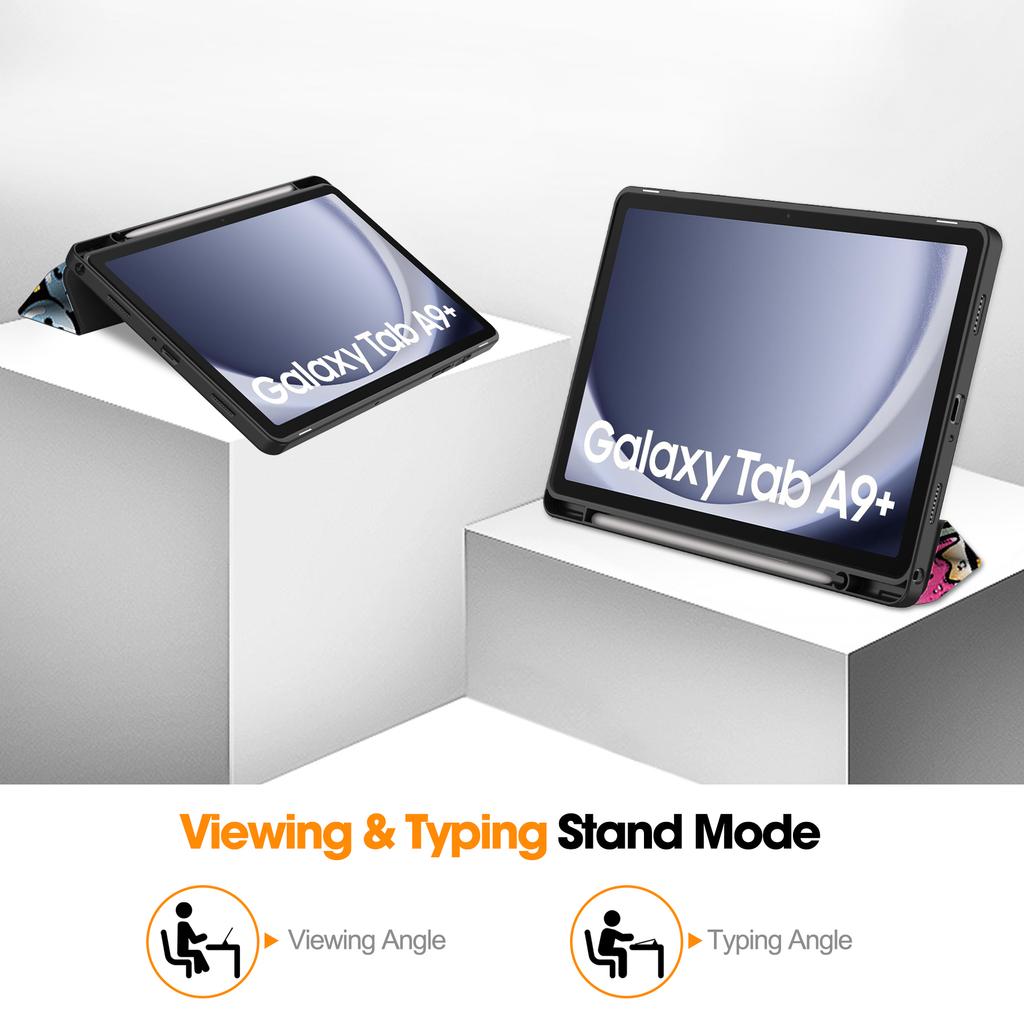 Tri-Fold Painted Case for Samsung Galaxy Tab A9 8.7" Plus 11" SM-X110 X115 X117 X210 X216 X218 Smart Stand Cover with Atuo Sleep